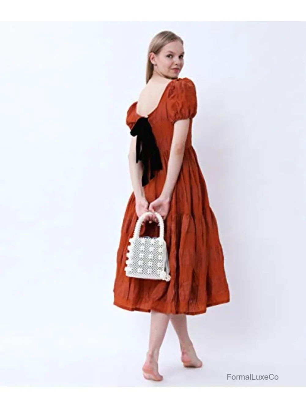 Handmade Beaded Tote Bag Faux Pearl Crystal Evening Purse